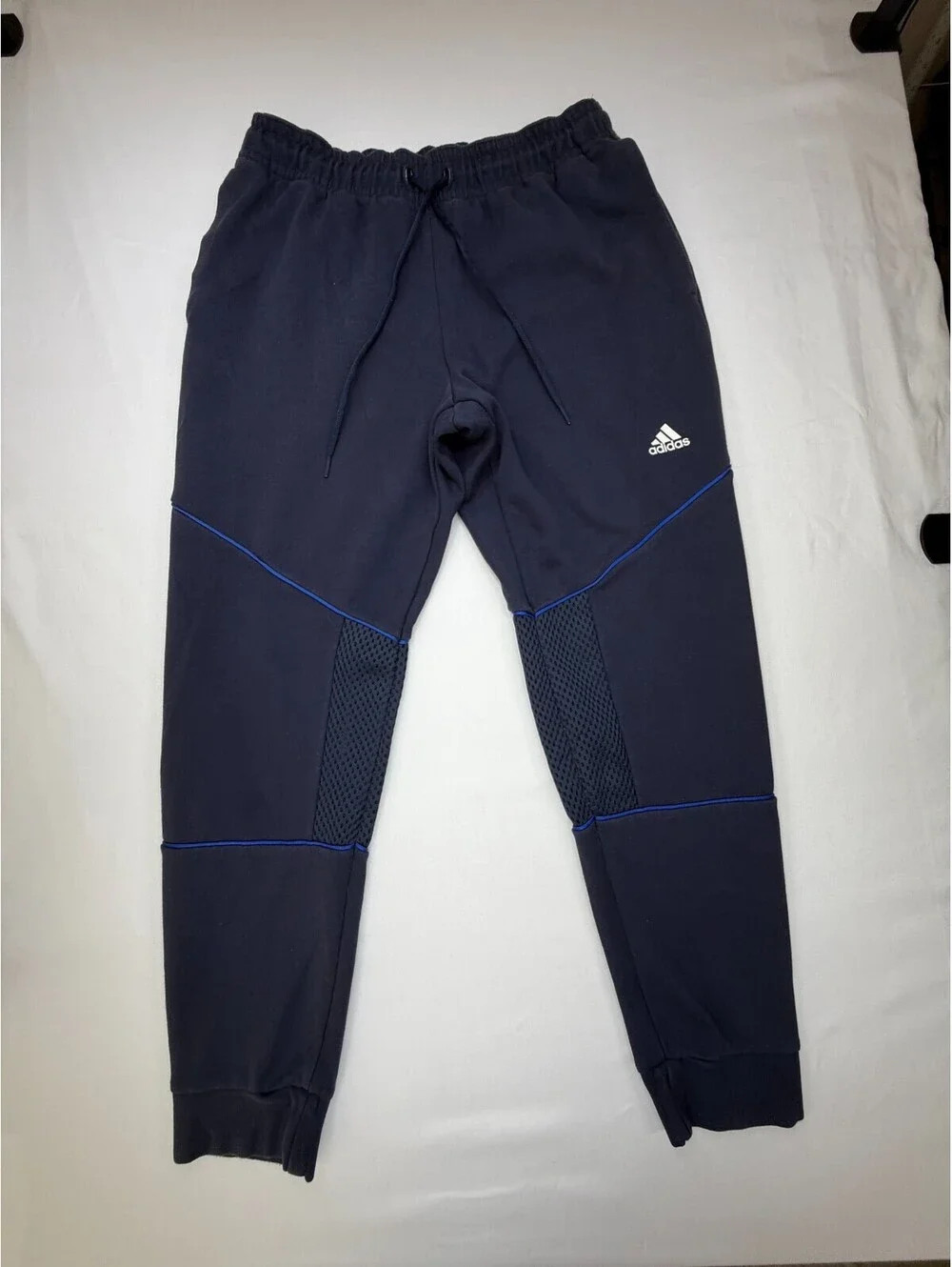 Adidas Men's Sweatpants Primeblue Tapered Stretch Drawstring Size L Blue
